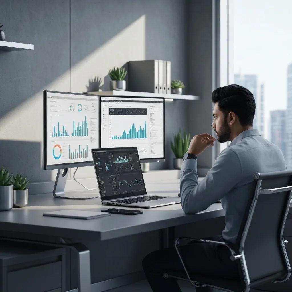 Person analyzing blockchain data on a laptop in a cozy workspace, emphasizing on-chain explorers for investors