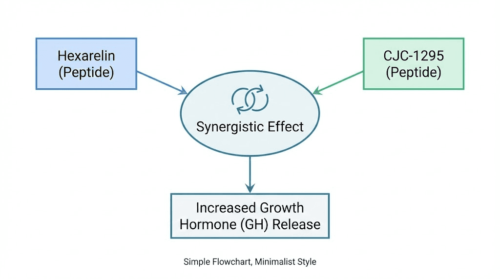Hexarelin and CJC-1295 peptide stacking protocol diagram