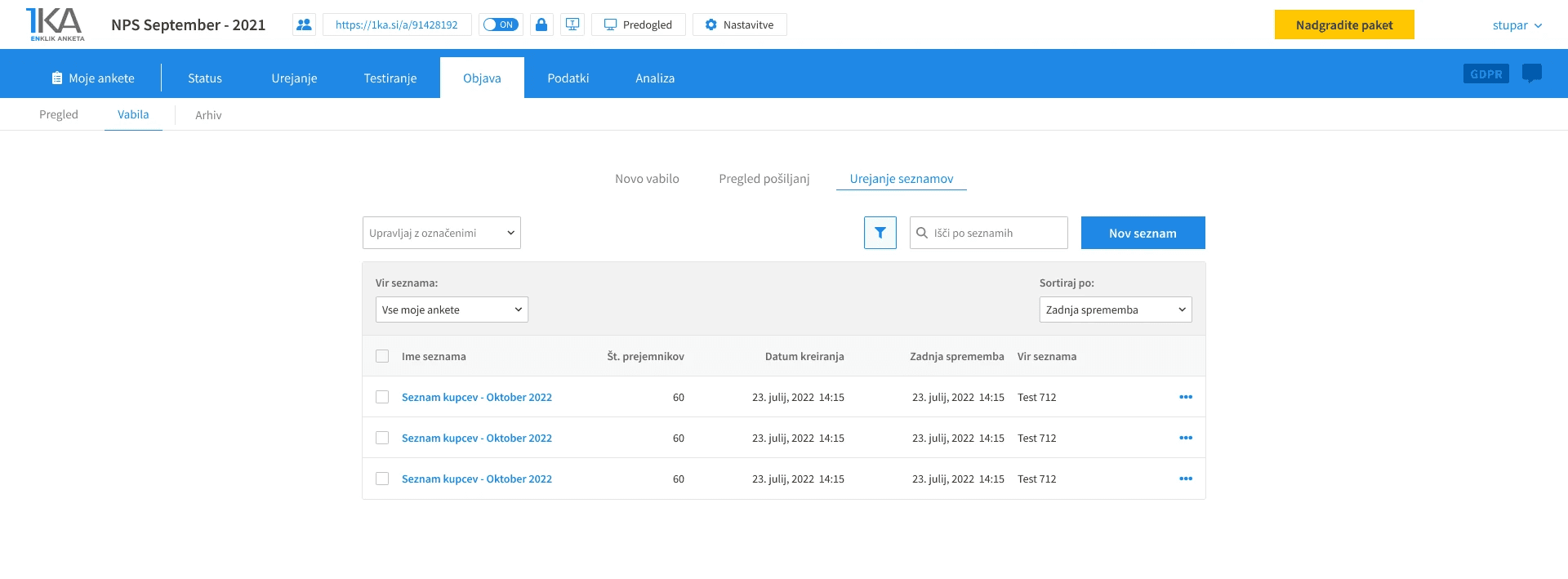 1ka invitation system - archive of sent invites 