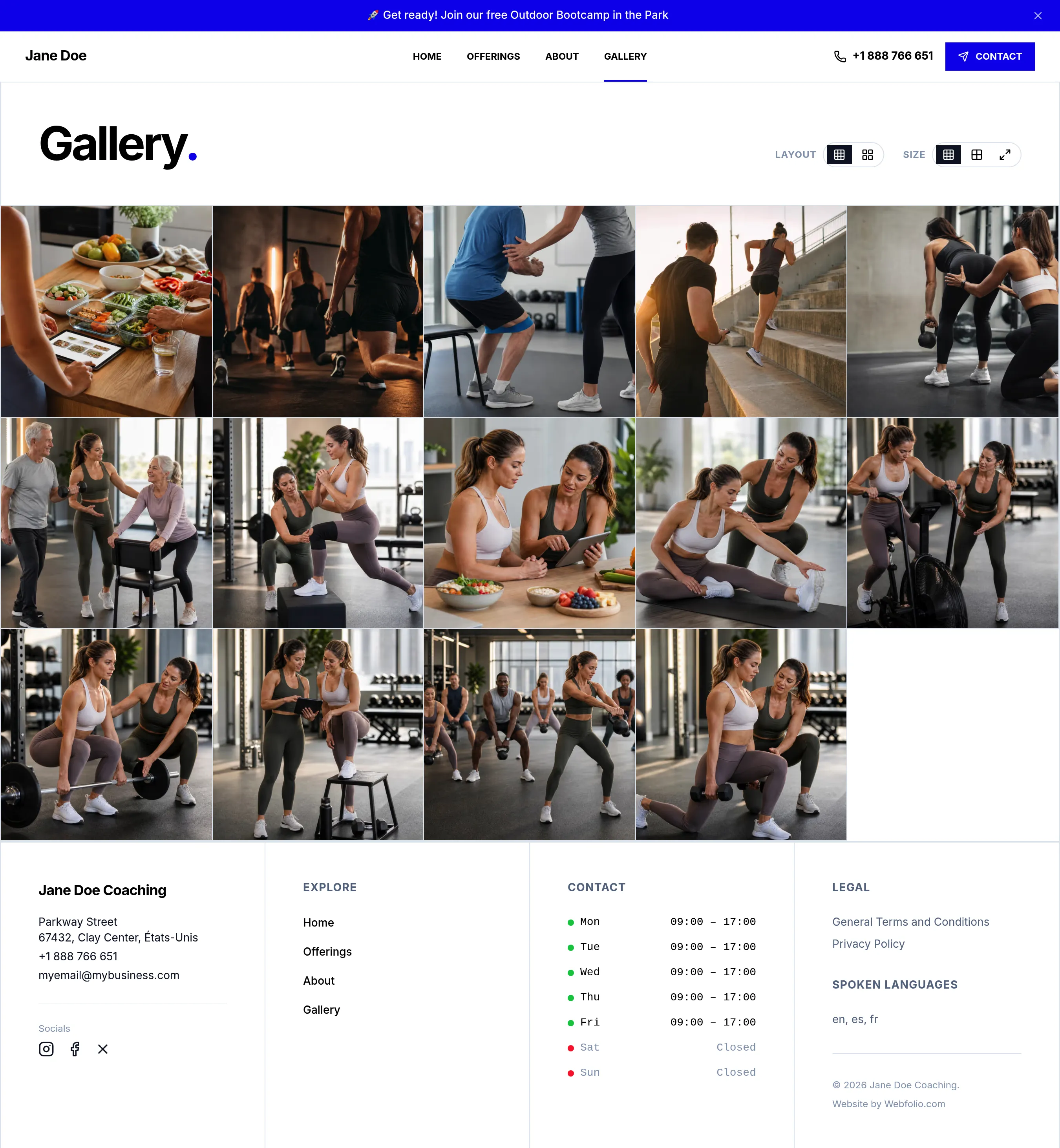 Website for coaches created with Webfolio website builder