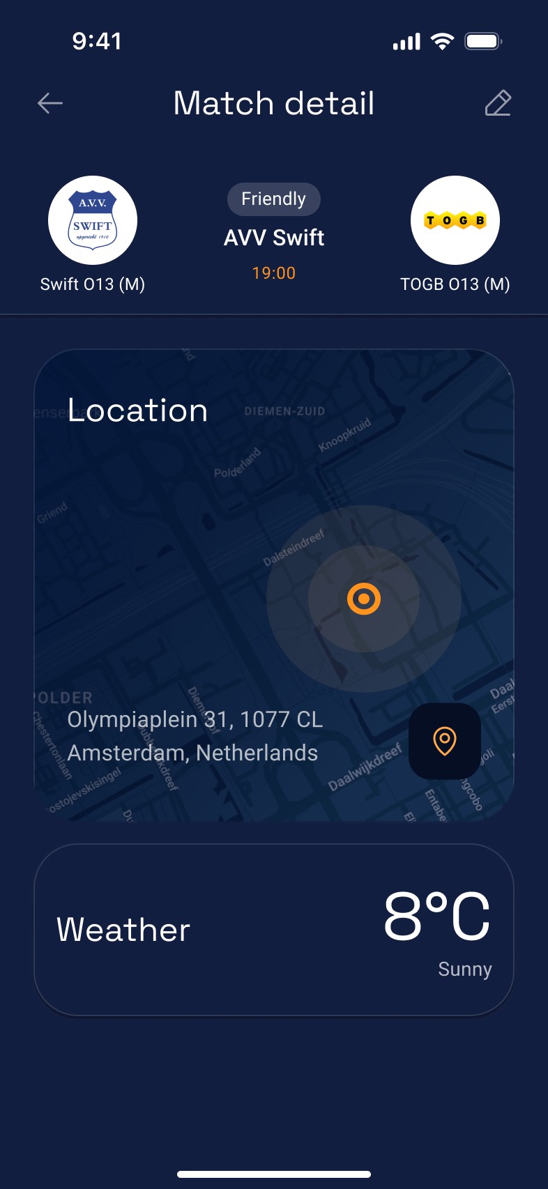 Scoutmate app - Wedstrijd detail