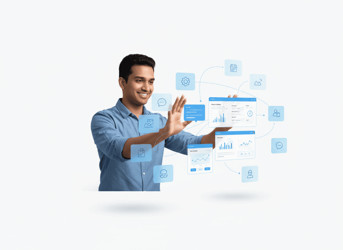 Rapid SaaS frontend development with reusable UI components assembling into a live dashboard for faster product launches