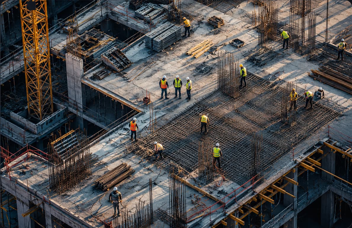 Aerial view of construction site