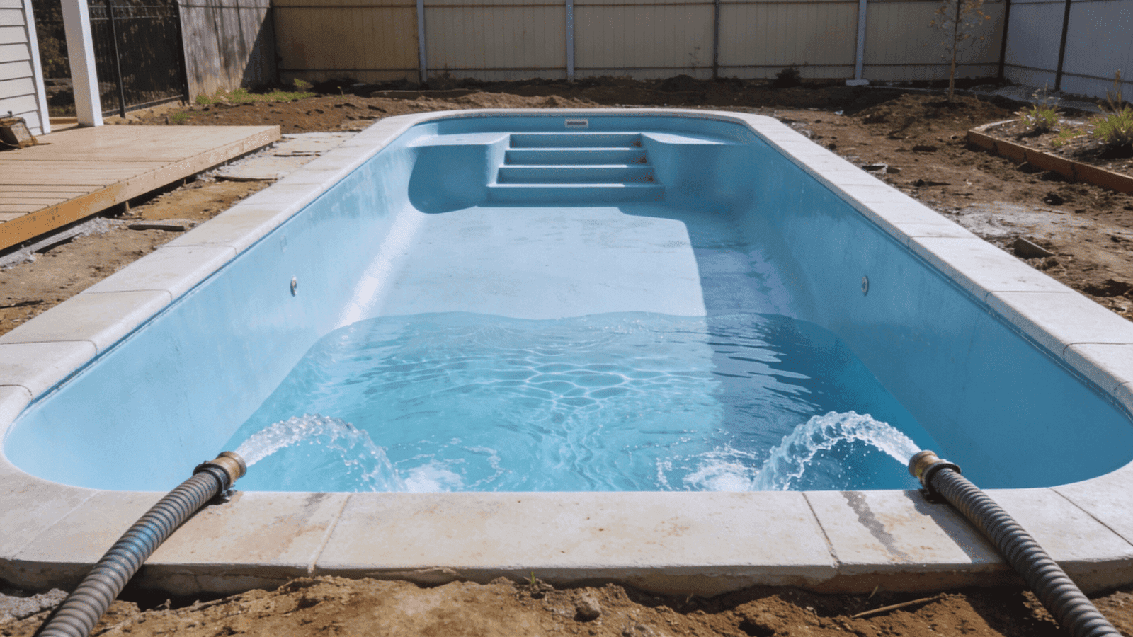Filling newly converted fiberglass pool after installation
