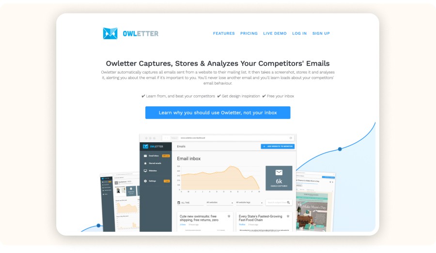 Owletter homepage
