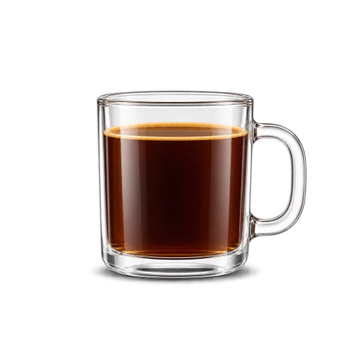 Glass mug of black batch-brew coffee