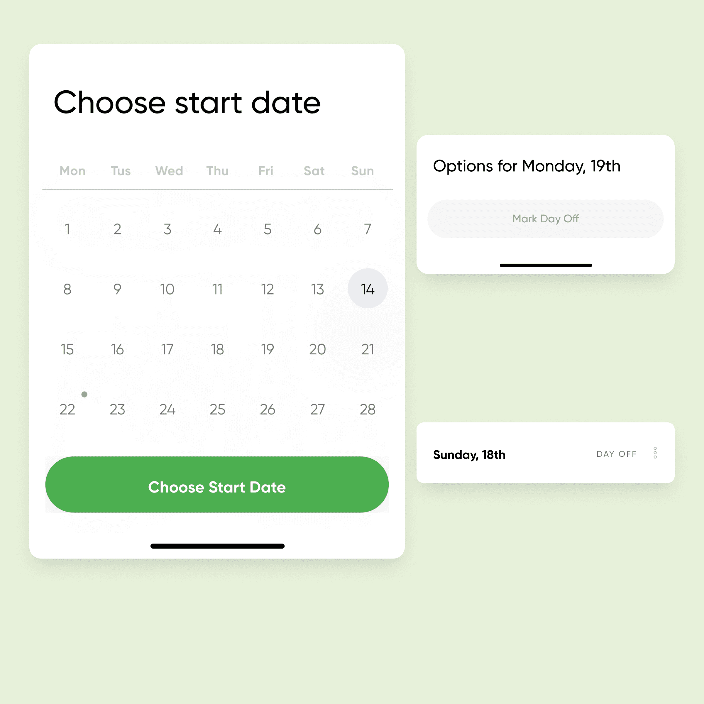 Changing the start date, delivery time or a day off.