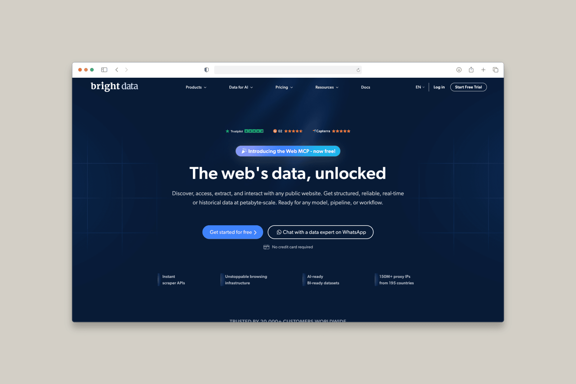 BrightData homepage mockup