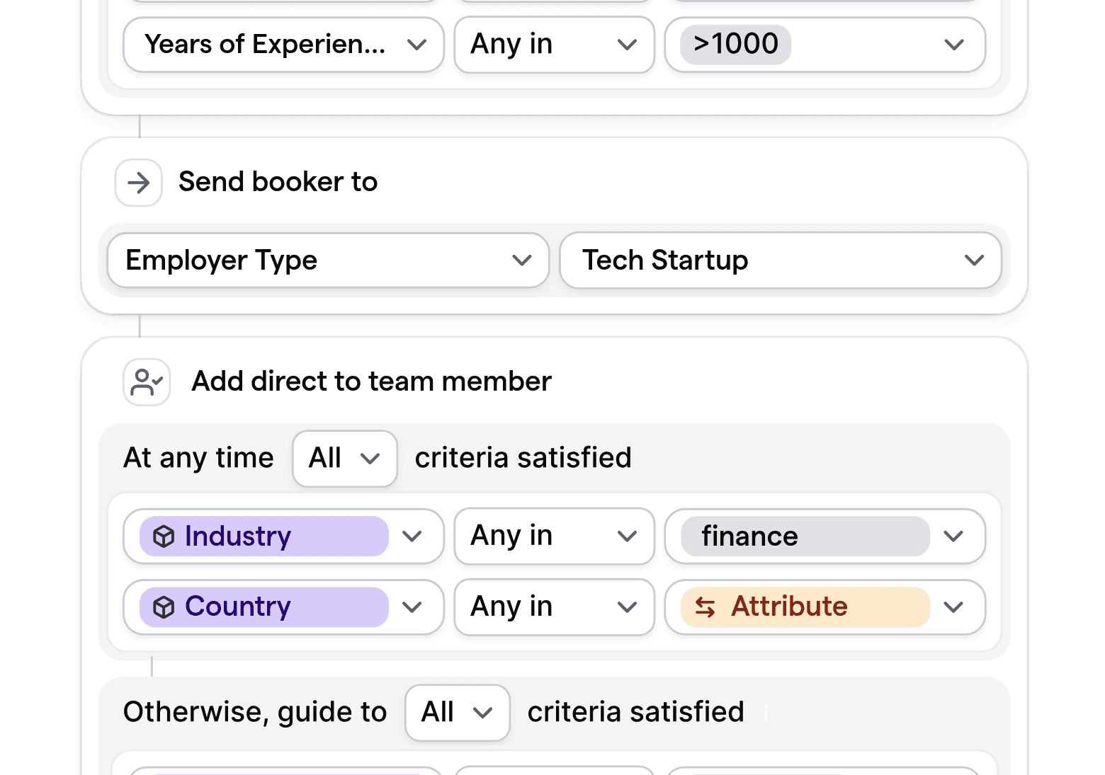 Anpassbare Routing-Logik für Hiring-Marktplätze, mit erfahrungs- und branchenbasierten Regeln.