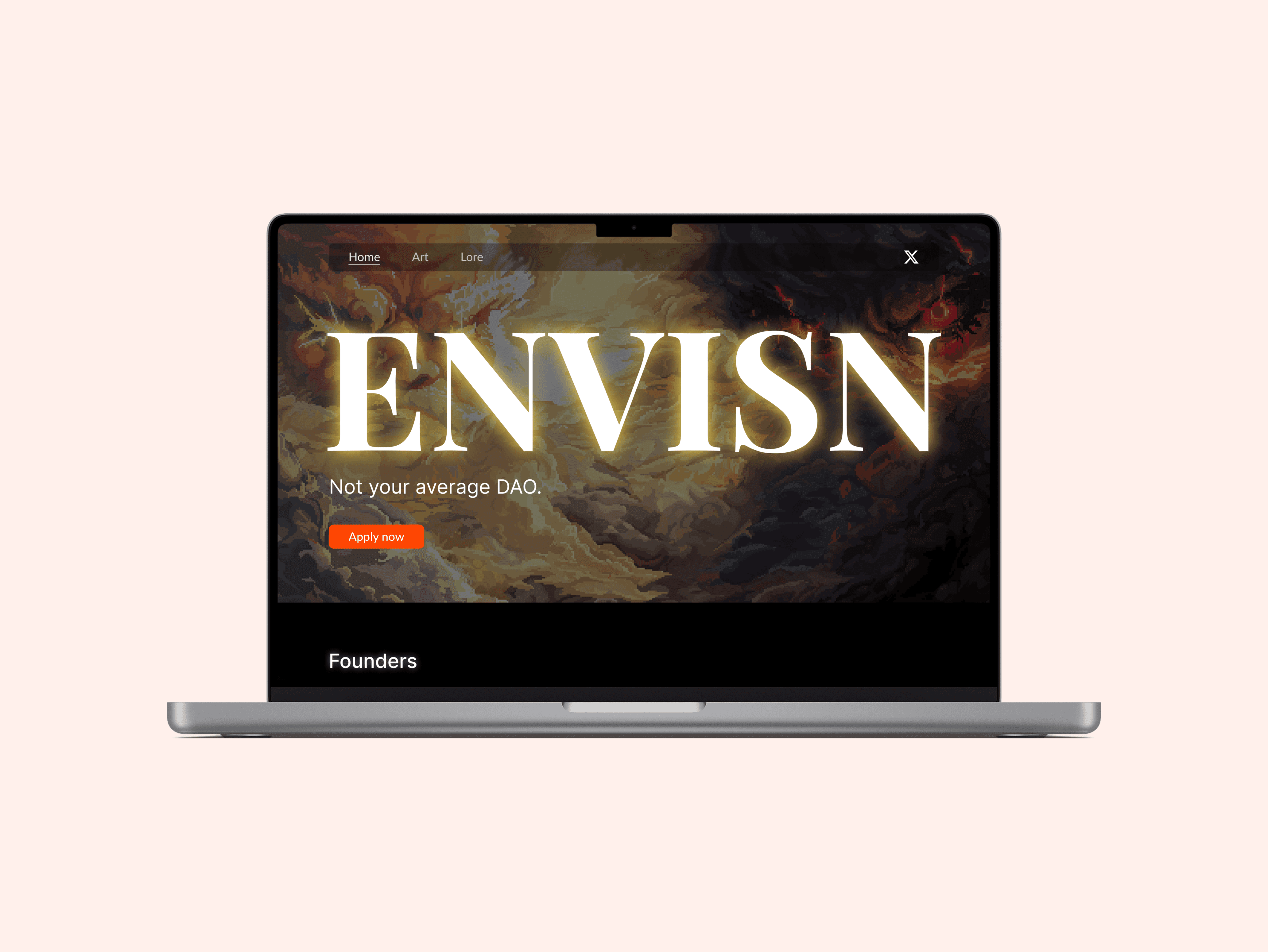 Landing page for an NFT gated dao called Envisn.