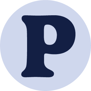 Logo mark breakdown featuring a letter "p"