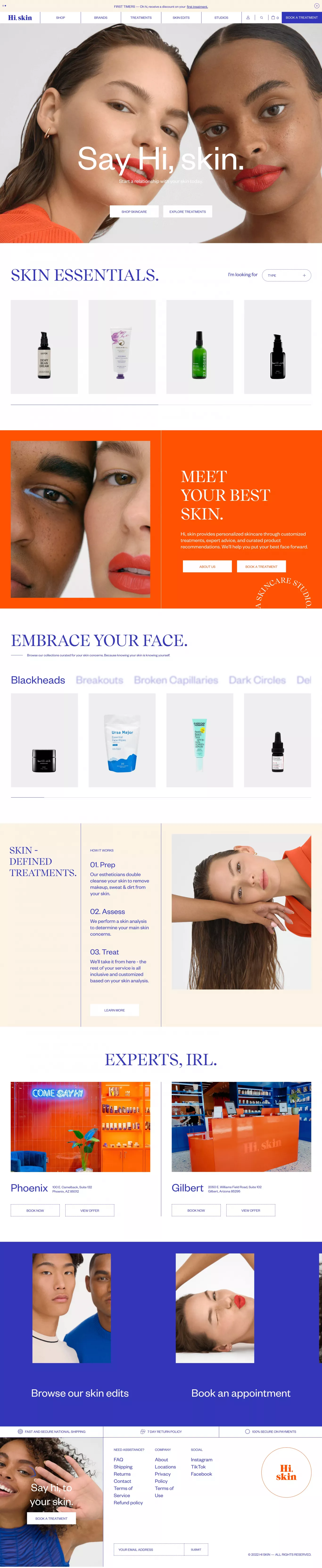 Personalized Facials & Treatments ecommerce page screenshot showcasing Beauty and Ecommerce design