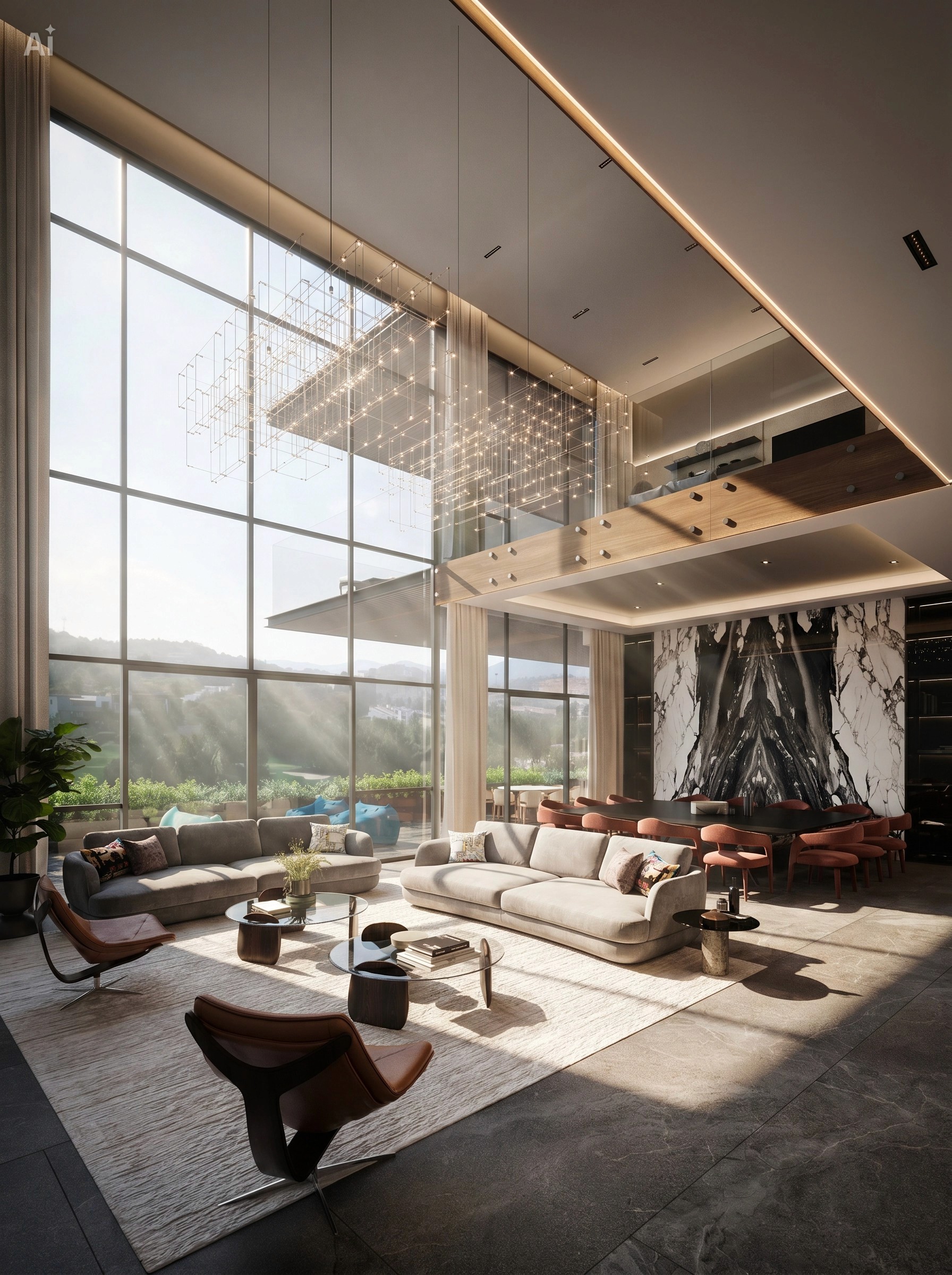Modern timber-clad residence with horizontal wood facade and geometric volumes set on manicured lawn