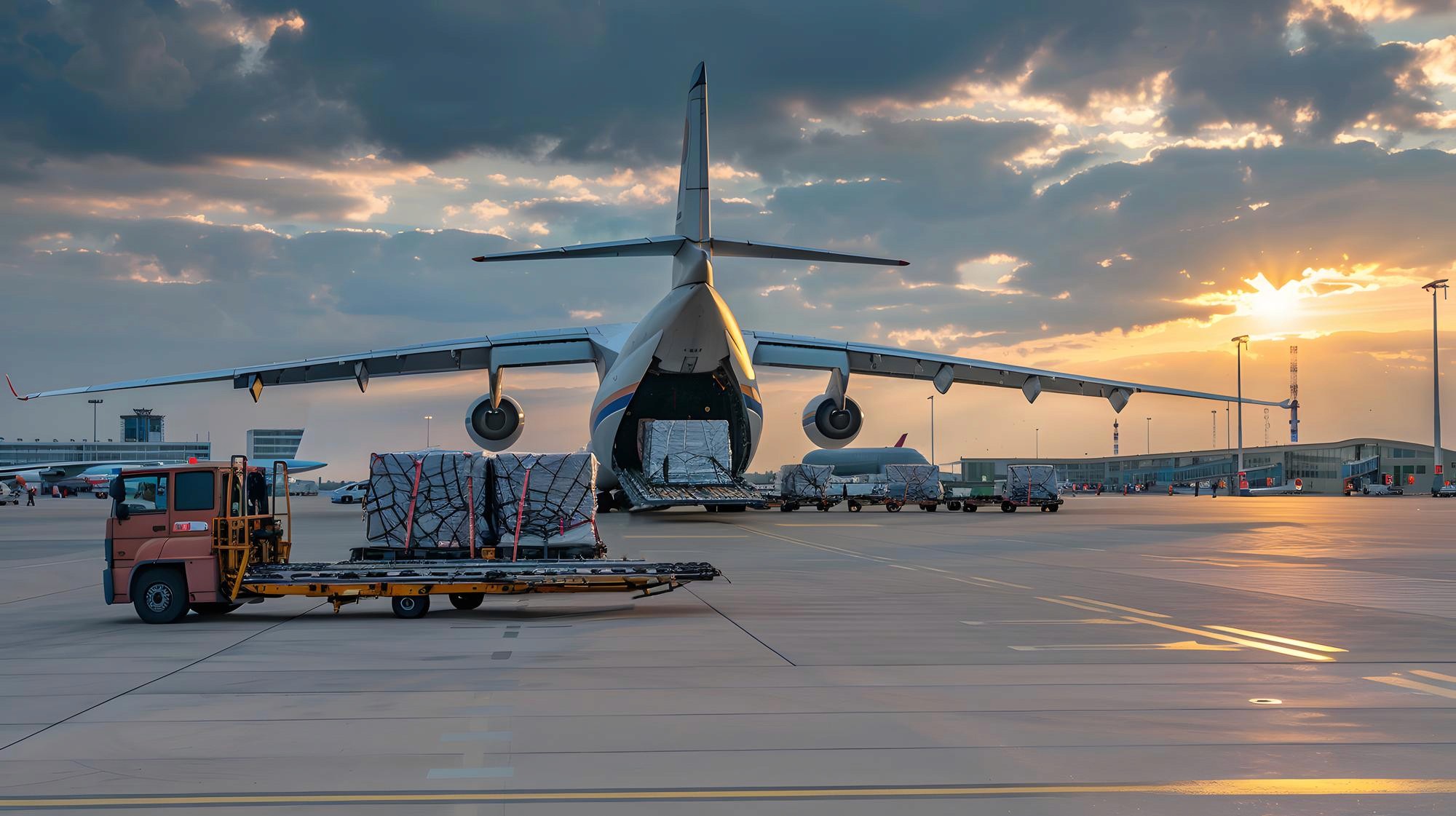 Ultra-heavy cargo on the bed of a low-loader on its way to a cargo plane
