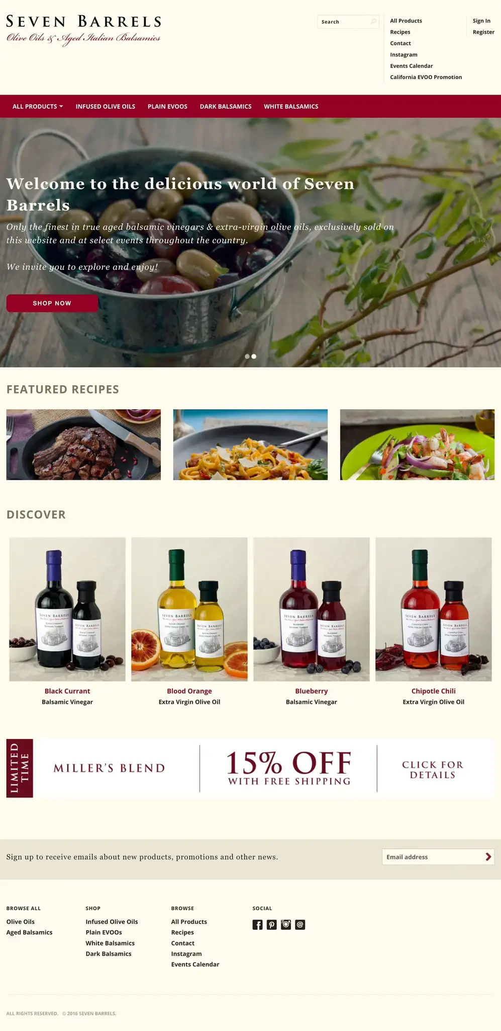 Seven Barrels Website Redesign 2021 Home Page