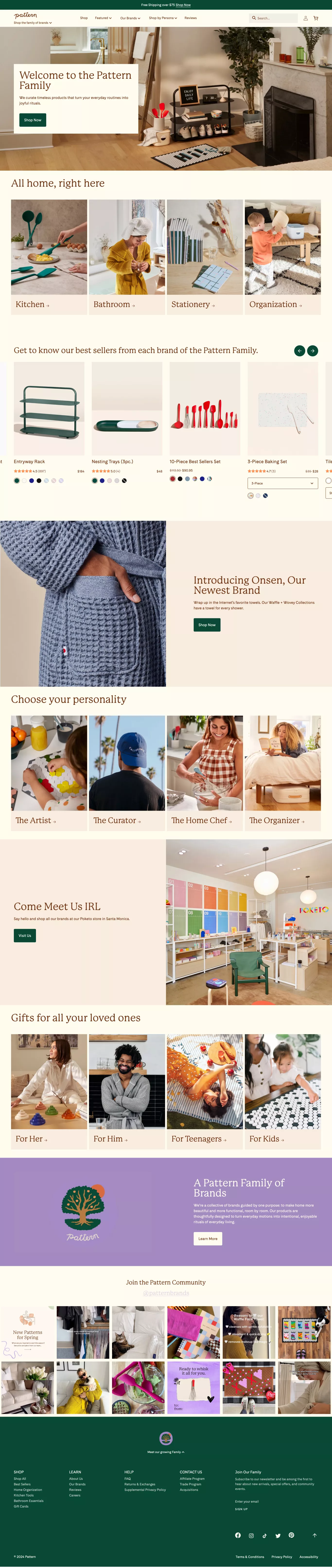 Pattern Brands ecommerce page screenshot showcasing Furniture & Interiors and Ecommerce design