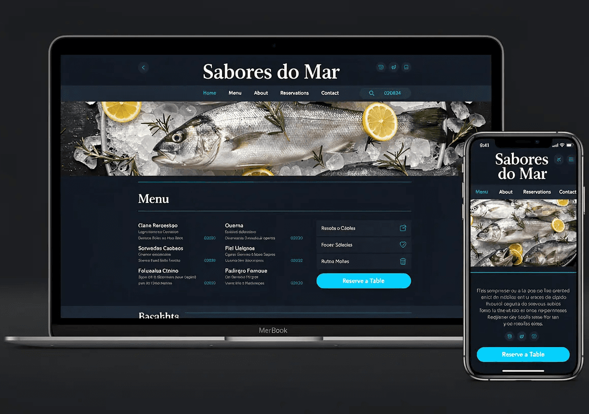 Exemplo de site para restaurante no Algarve criado pela Webora