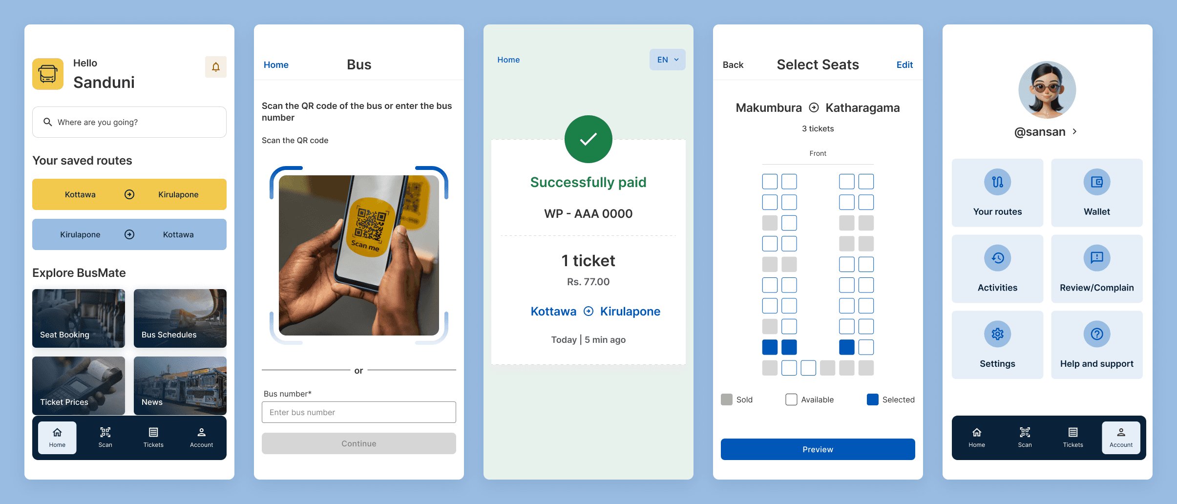 BusMate app - passenger account