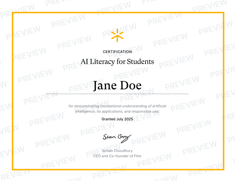 Preview image of the student ai literacy certification