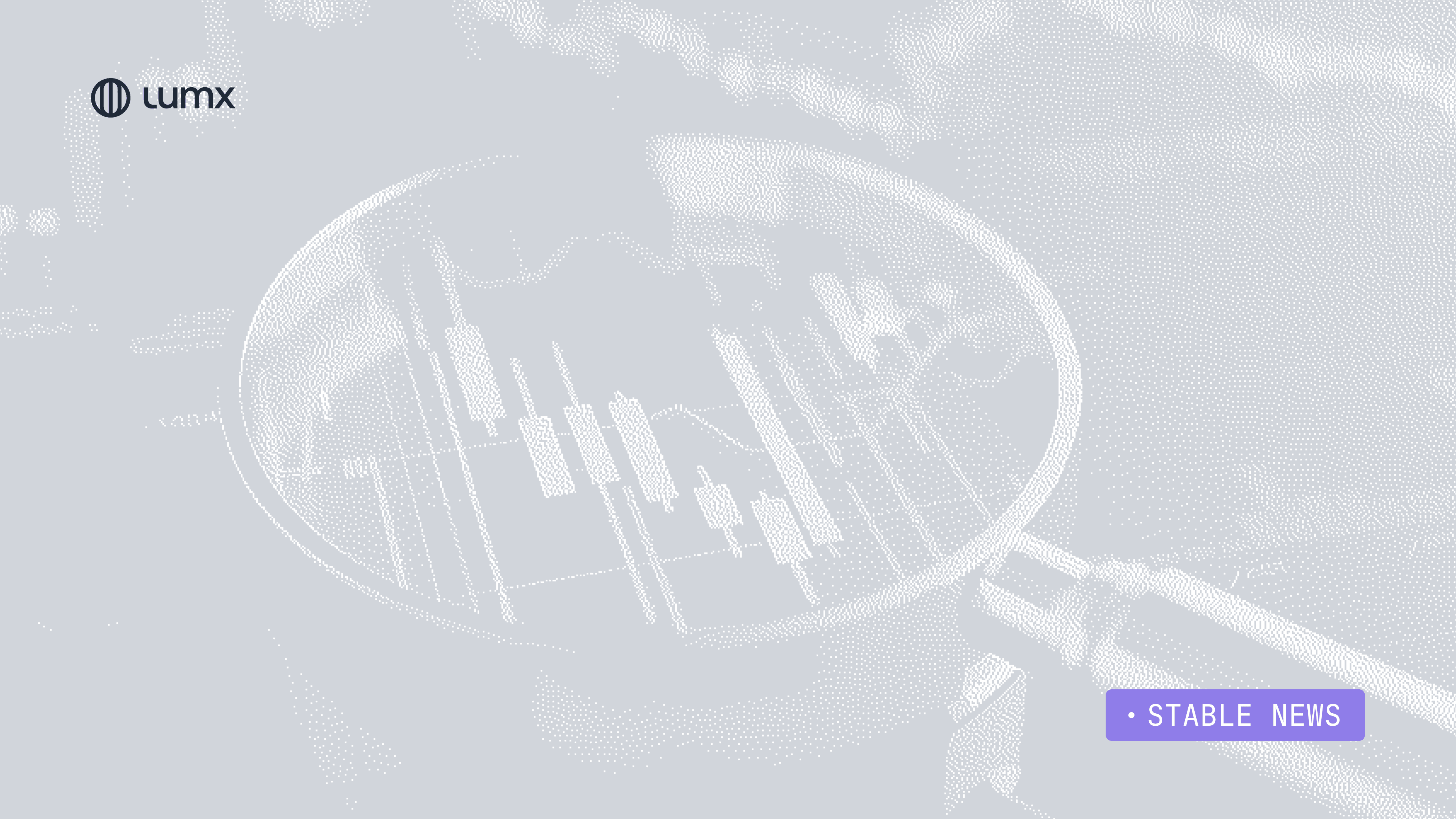 Representation of magnifying glass over a digital candlestick chart
