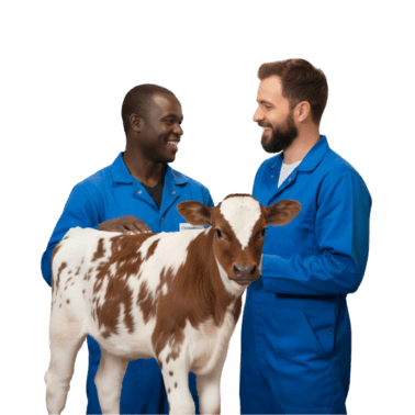Dairy cow farmer and a champrix advisor
