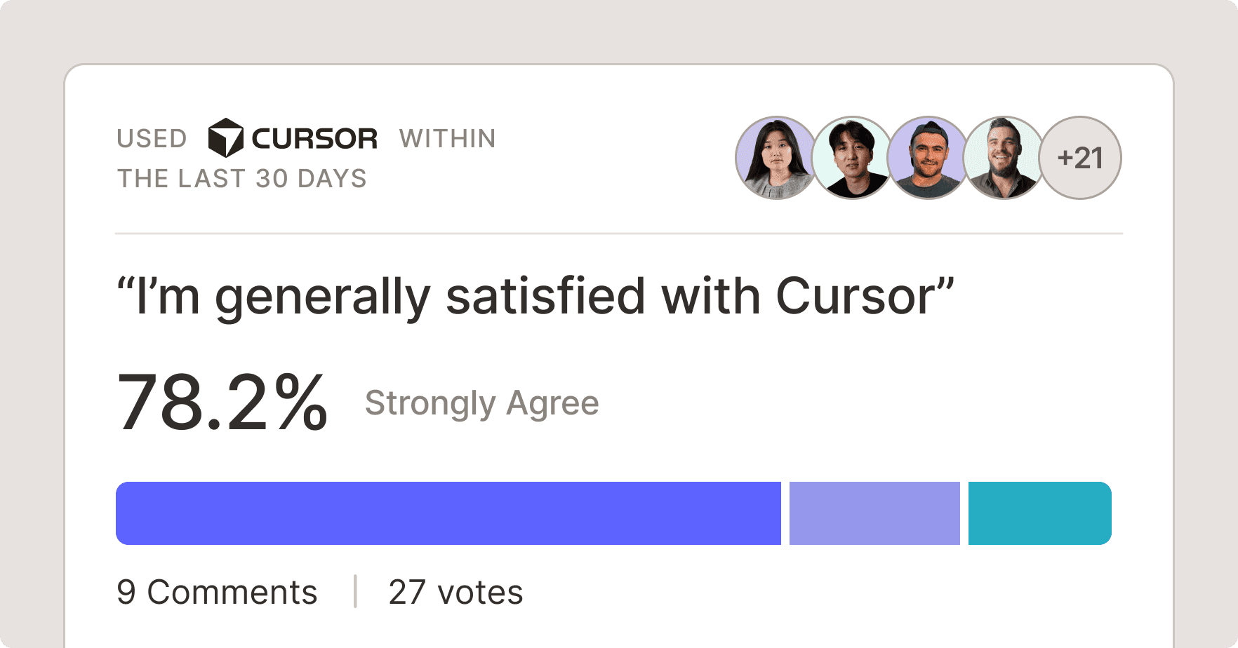 Example of Pulse survey describing teammates satisfaction with cursor