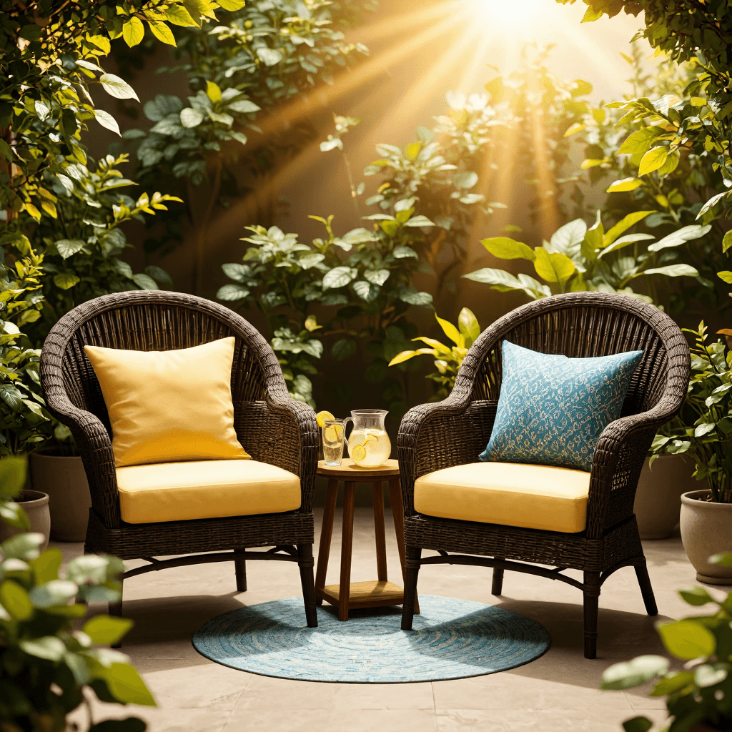 product photography of Outdoor wicker chairs and accessories