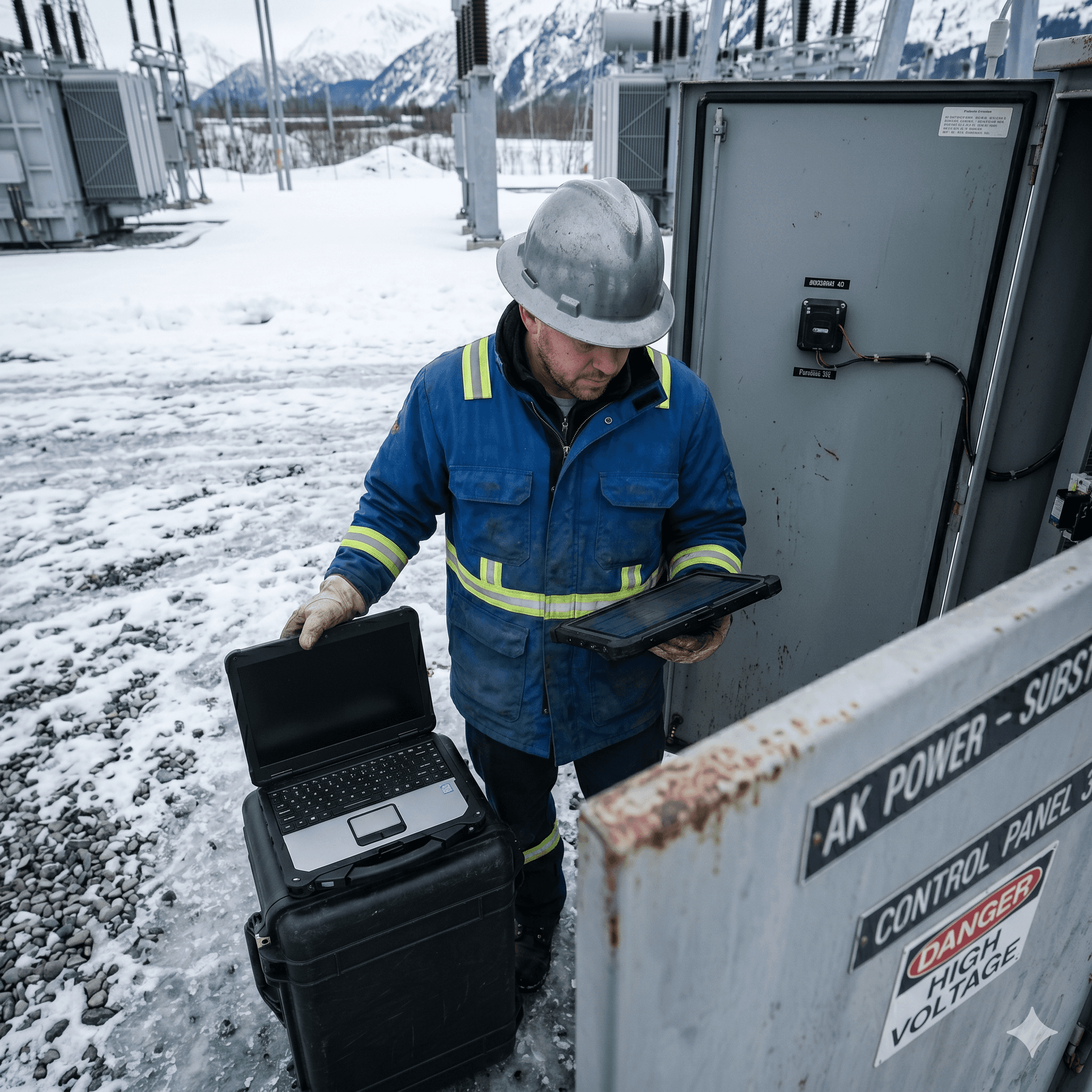 technician at power control panel