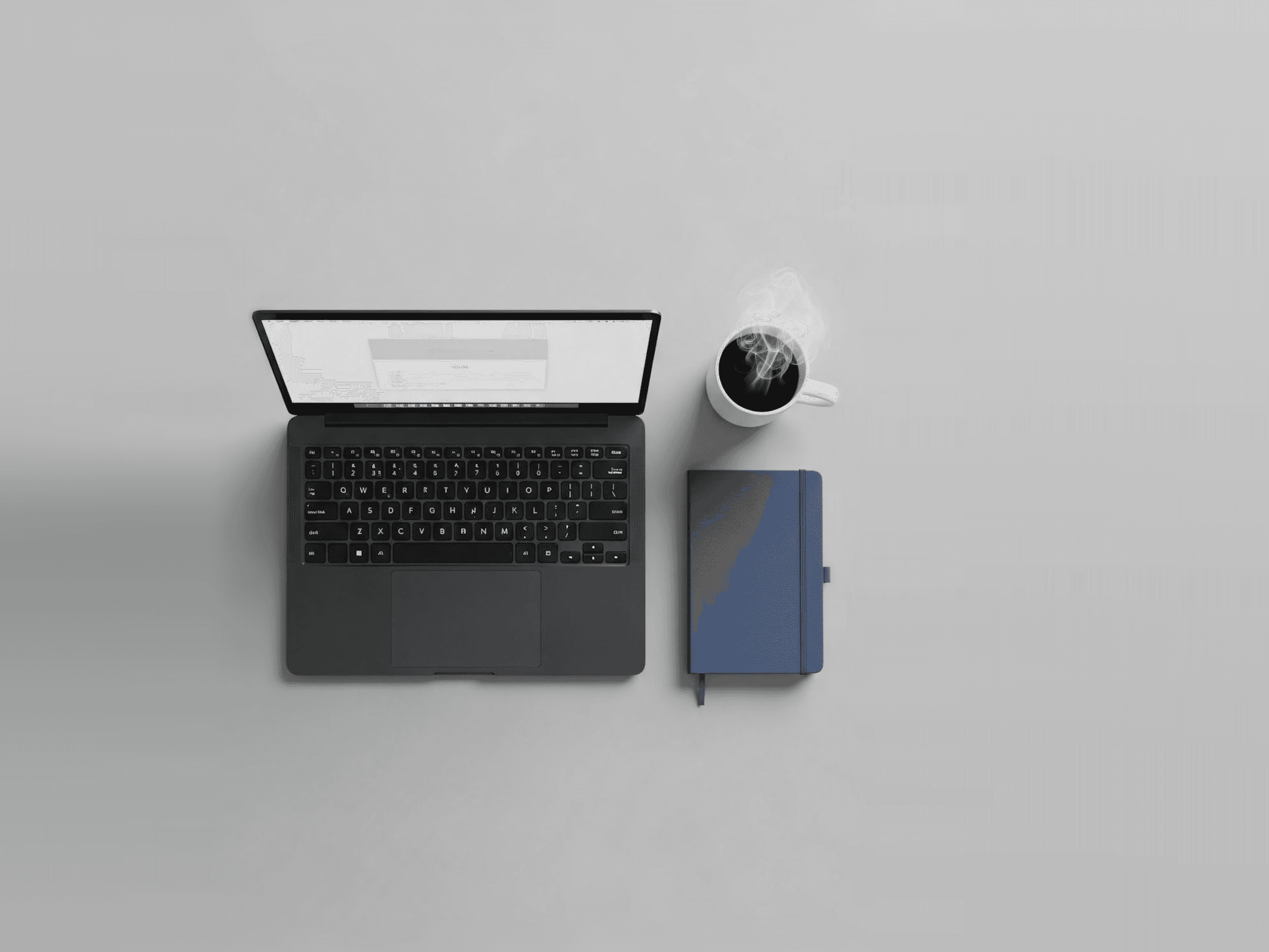 Minimal laptop with coffee