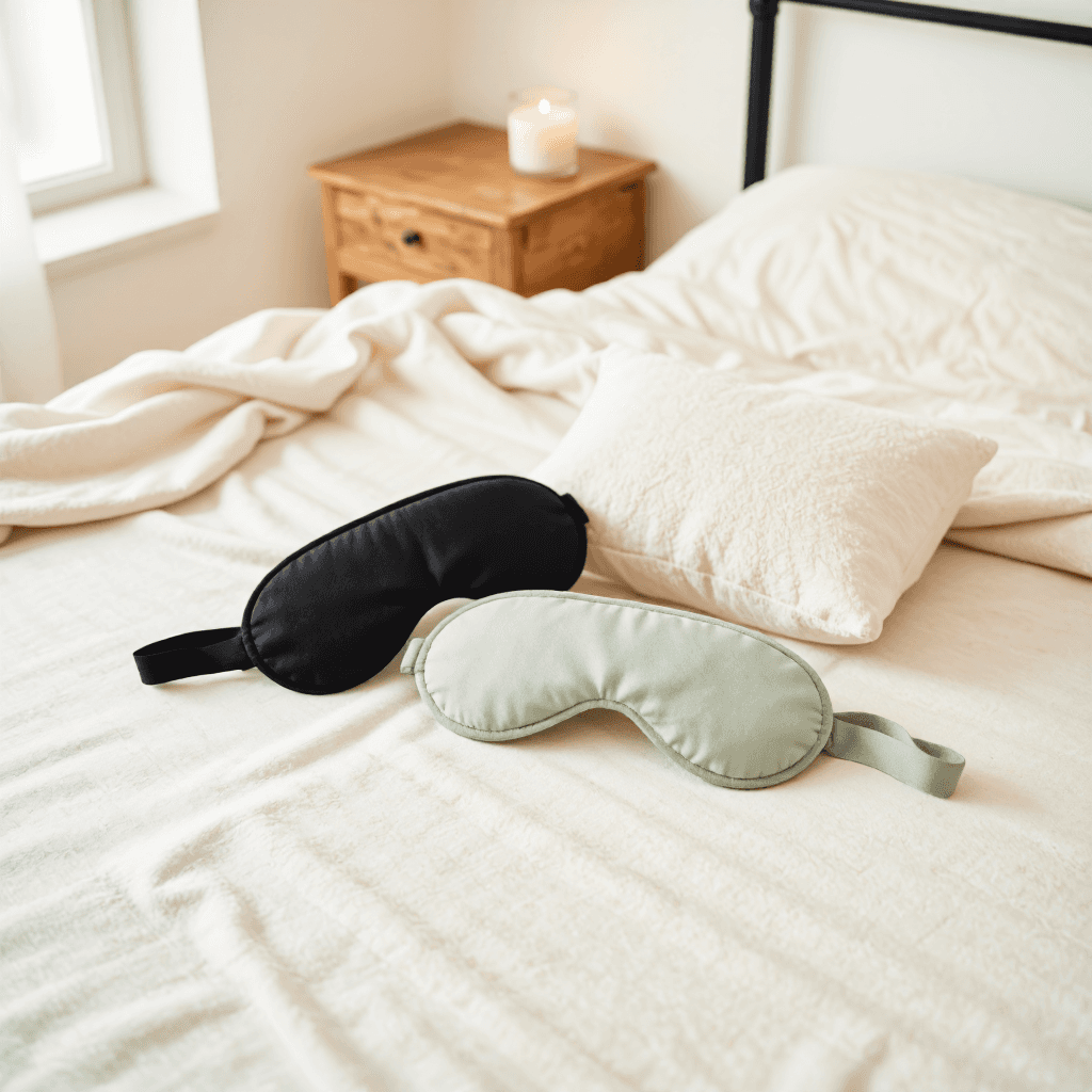 product photography of a pair of sleep masks