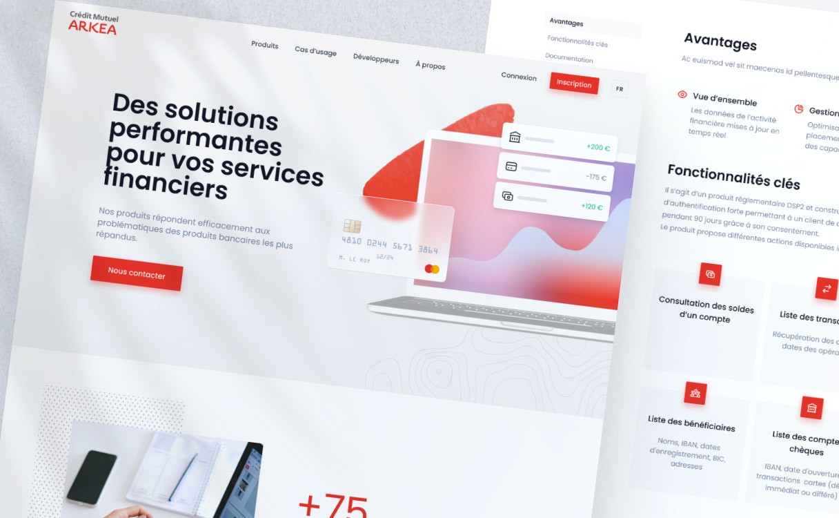 Arkea banking services website UX and UI design