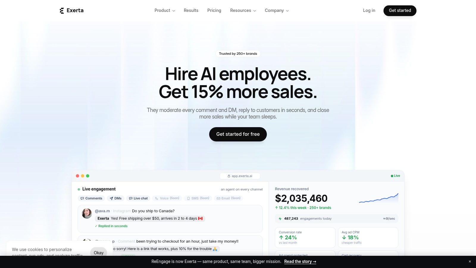 Screenshot from https://exerta.ai