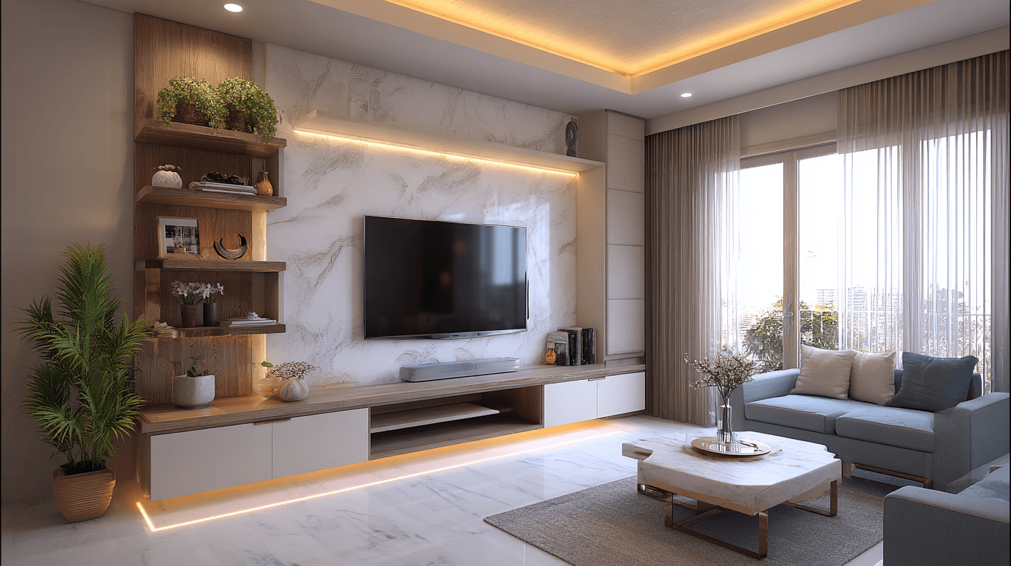  Open Shelves + Closed Cupboards Combination