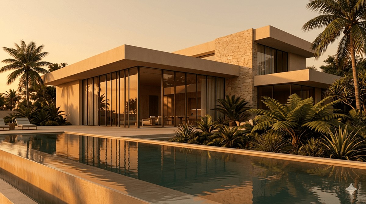 Modern glass walled designer home