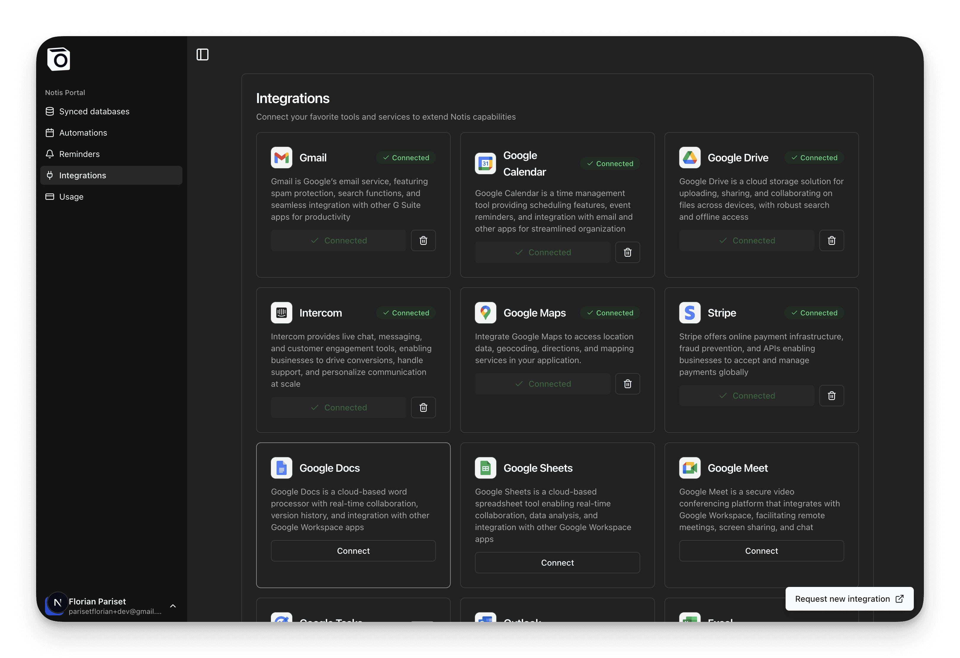 You can edit your integrations in the Integrations page in the portal or simply asking Notis