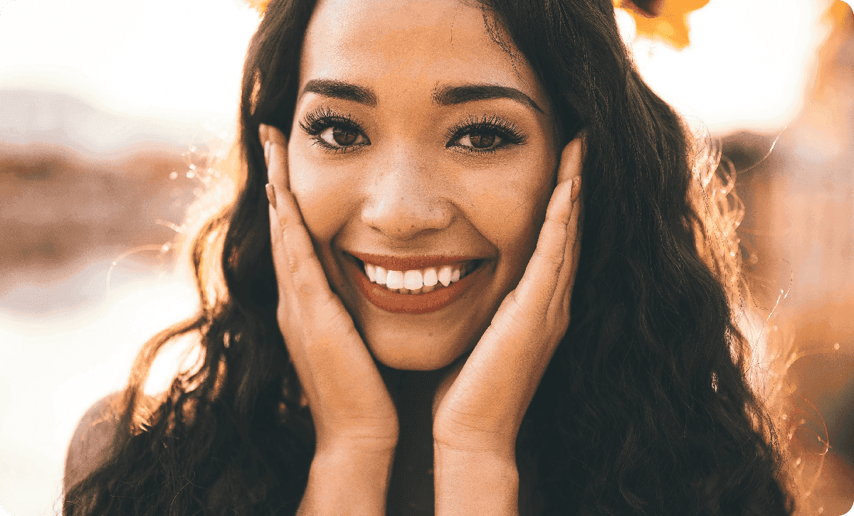 woman touching hes face