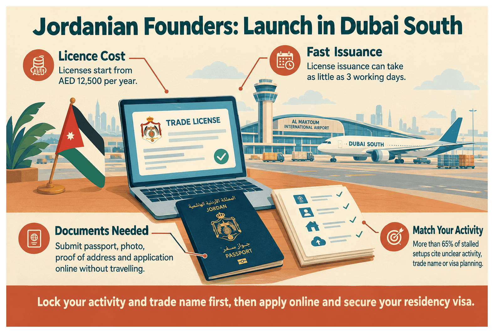 Infographic: How to Set Up a Company in Dubai South as a Jordanian National