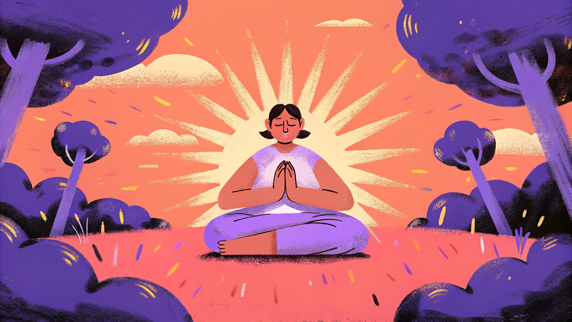 Seated figure in meditation with a soft mandorla glow radiating from the heart – Movement Wisdom