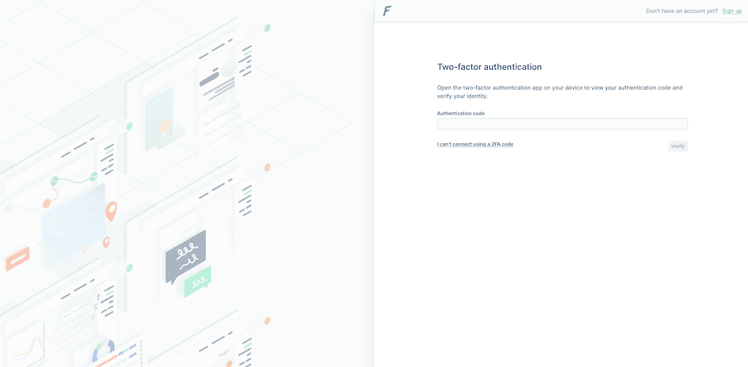 The 2FA authentication code form in the Forest Admin login flow.