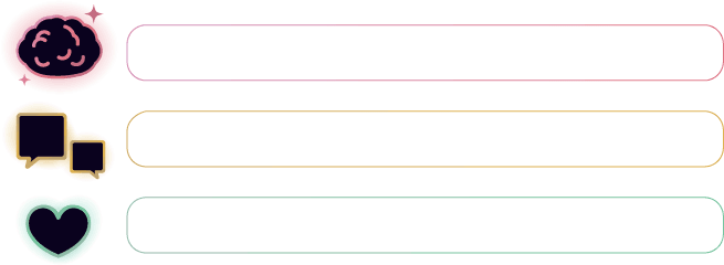 Colorful icons of a heart and other symbols arranged in a horizontal list against a soft pastel background.