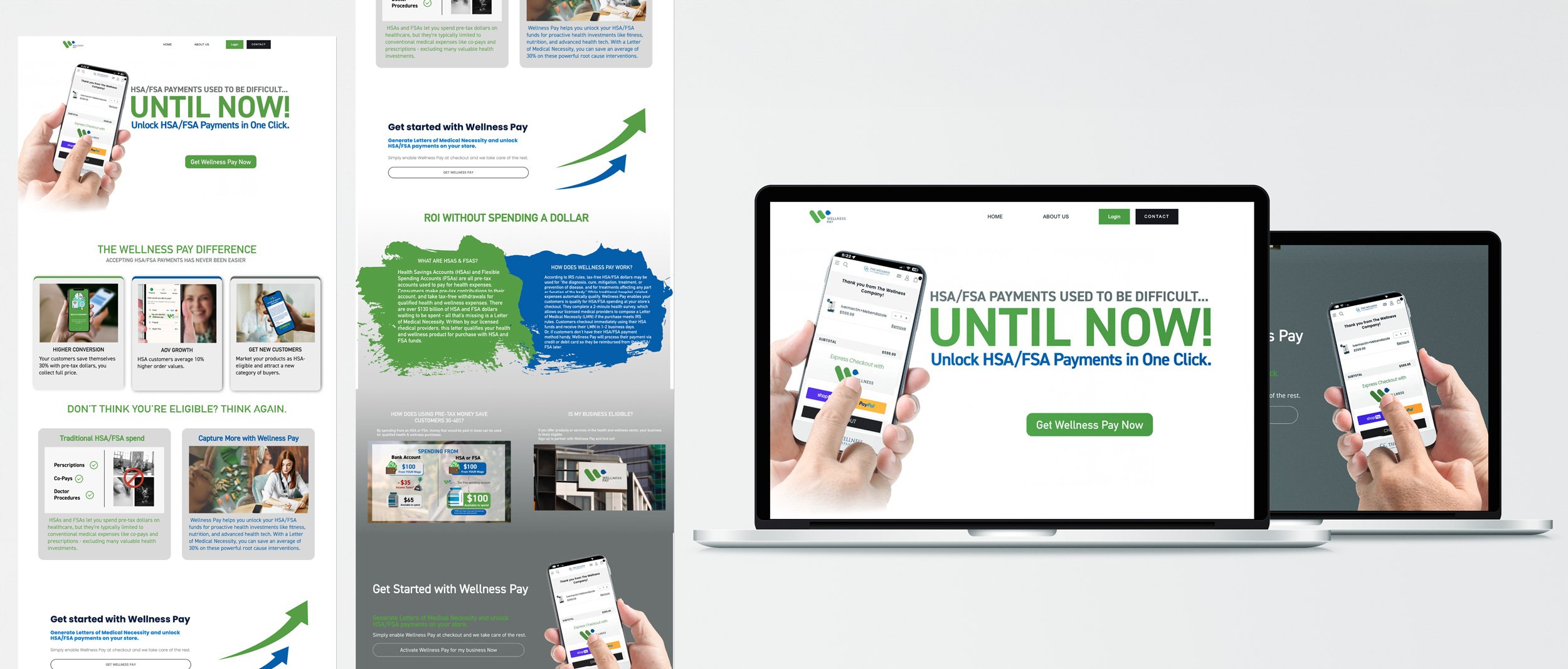 WellnessPay desktop website layouts