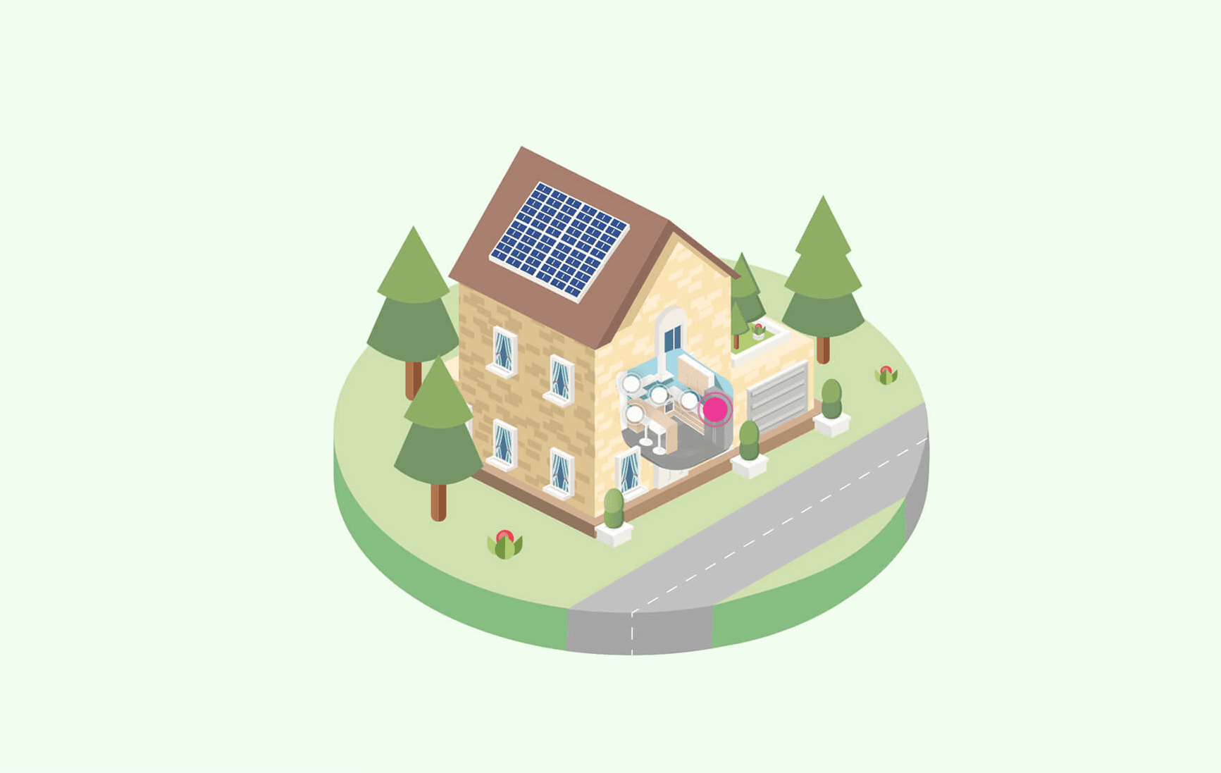 Landing page with an illustrated interactive hotspot house
