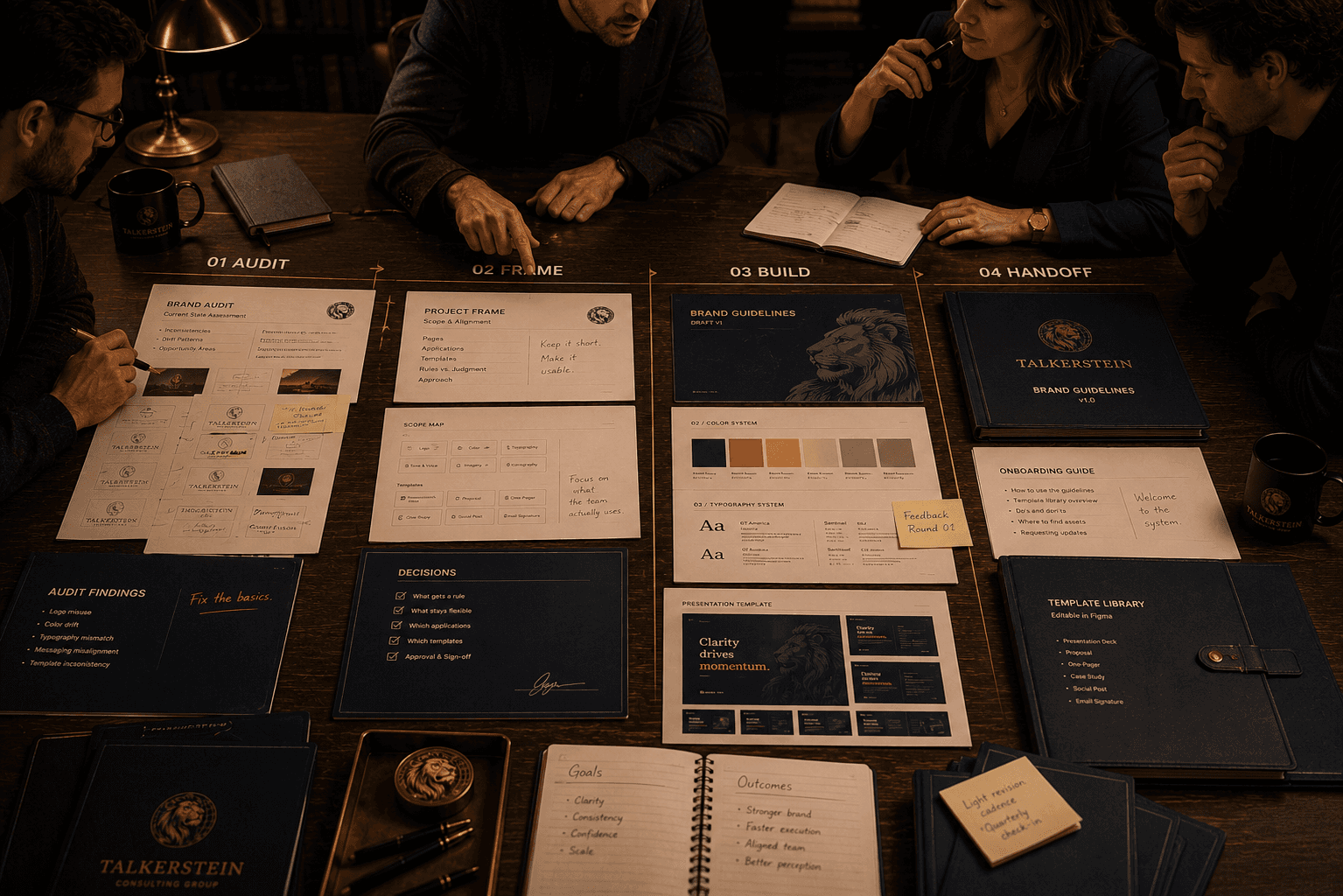 four phases mapped out of a branding guideline service by talkerstein consulting