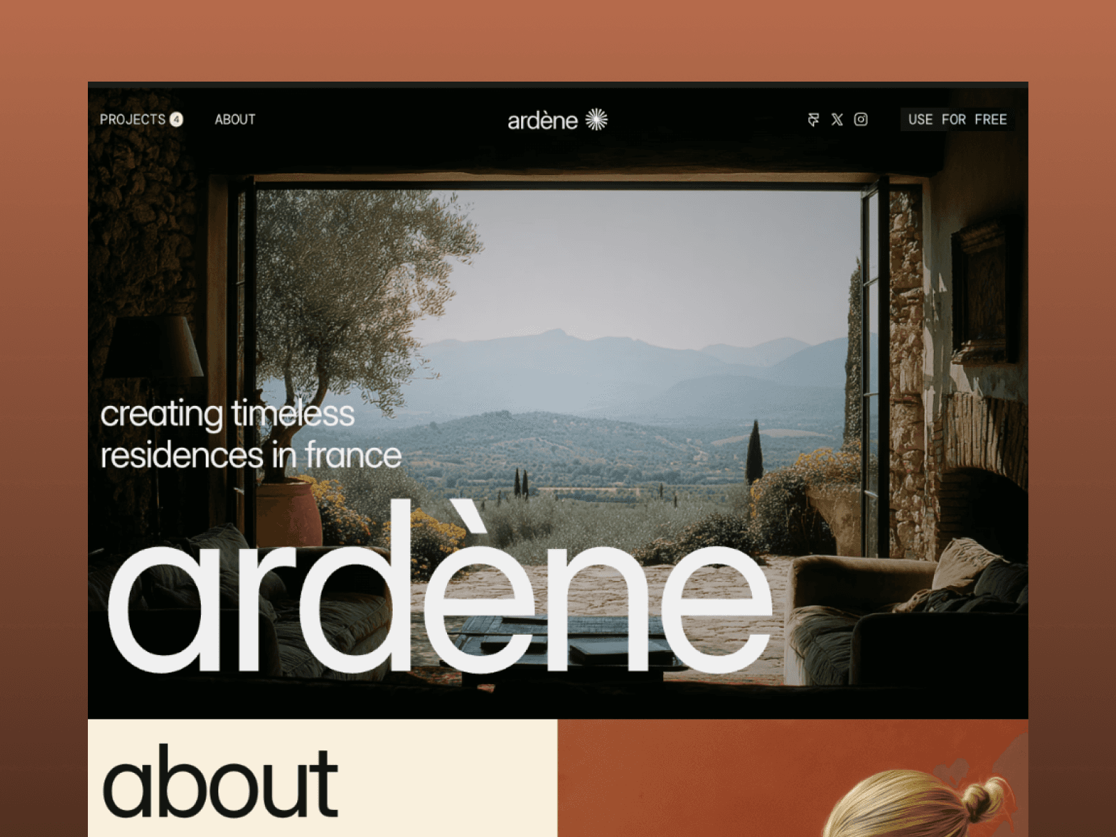 Ardène for real estate and architecture Framer Tamplate