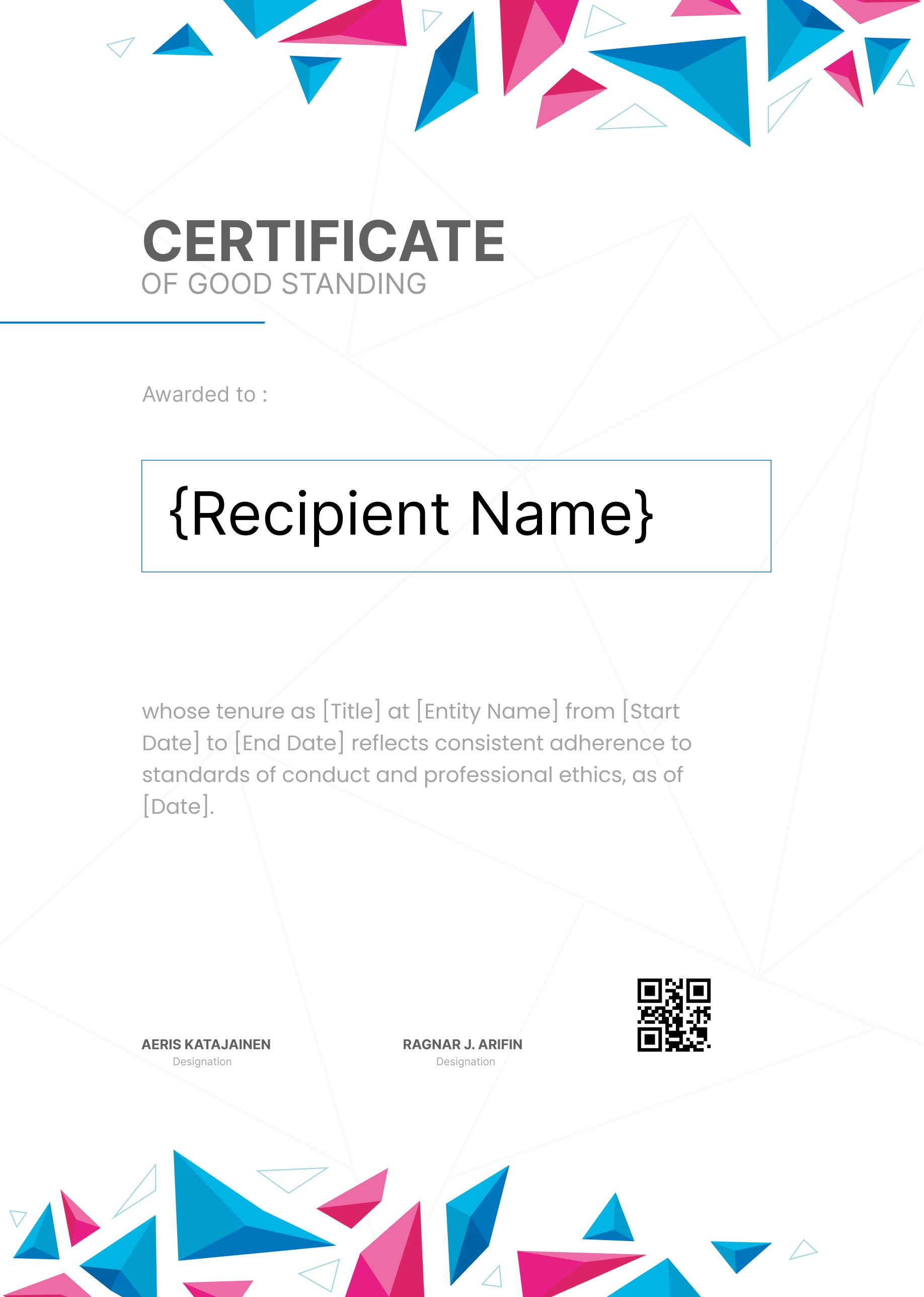 Wauld - Fancy and modern Good Standing certificate template