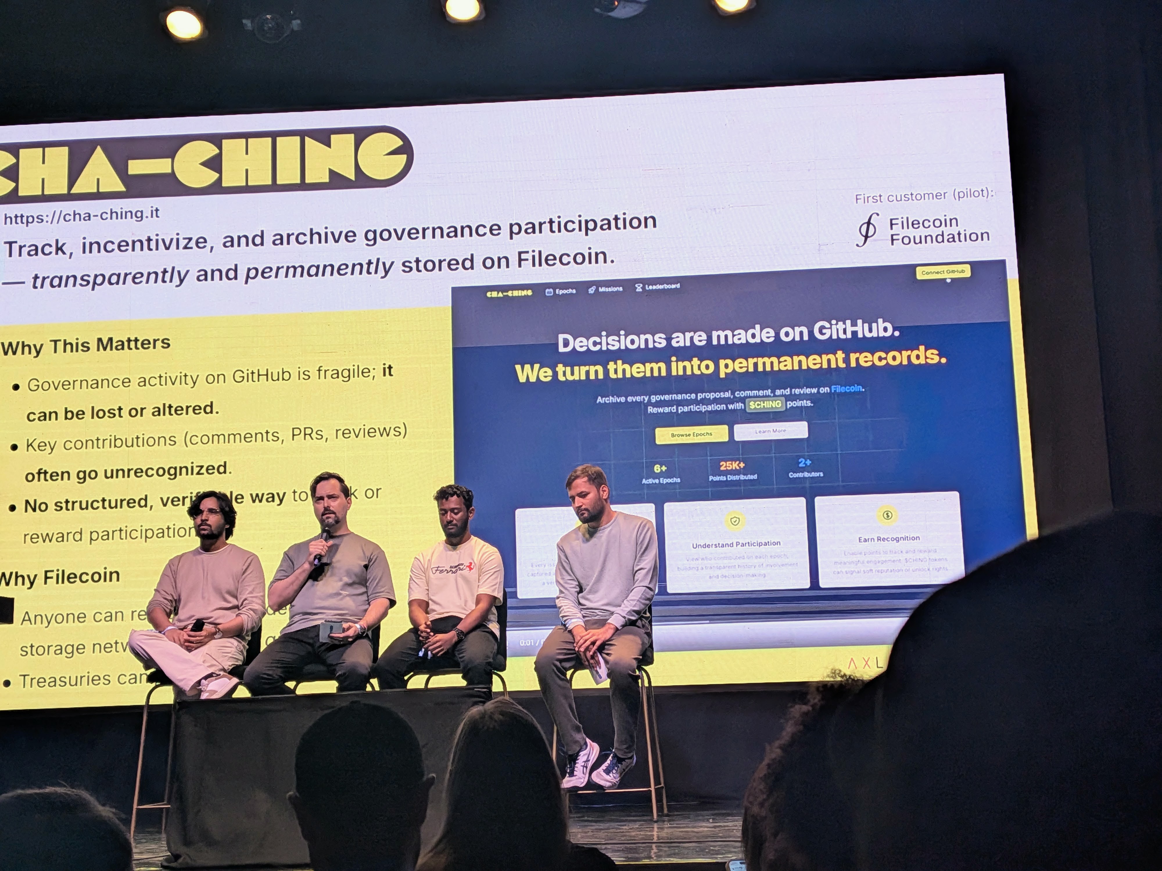 Cha-Ching being presenting at Filecoin Dev Summit
