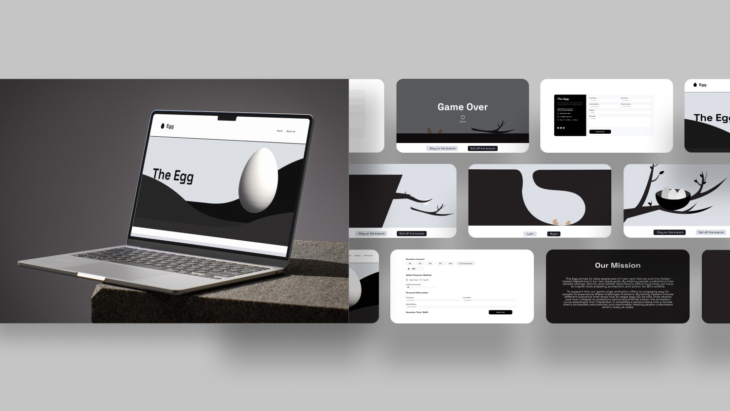 Laptop mockup and UI screens