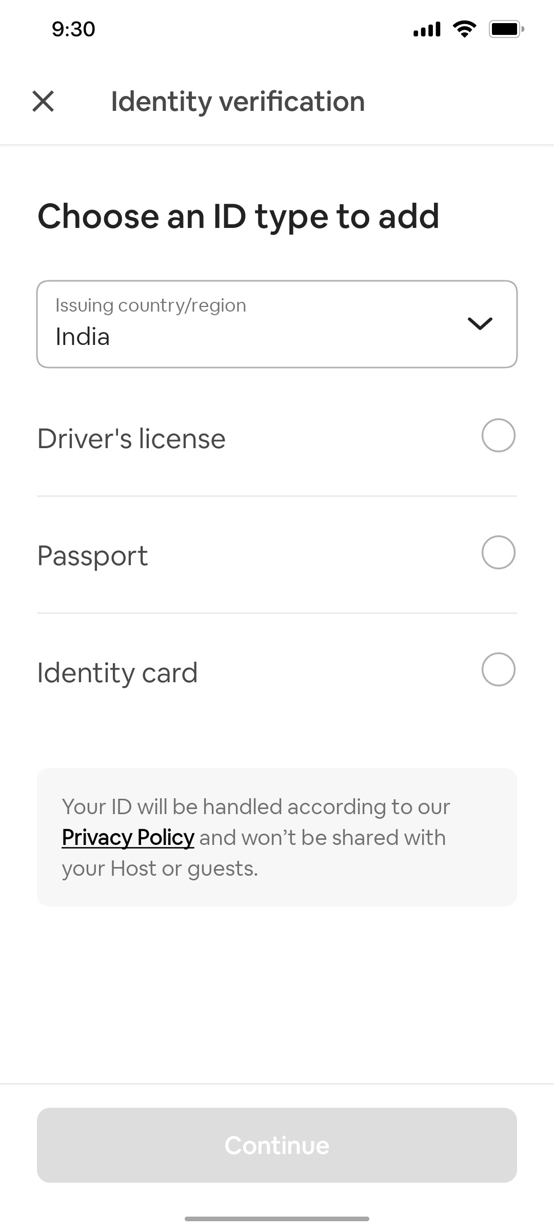 Airbnb Identity Verification details 1 screen