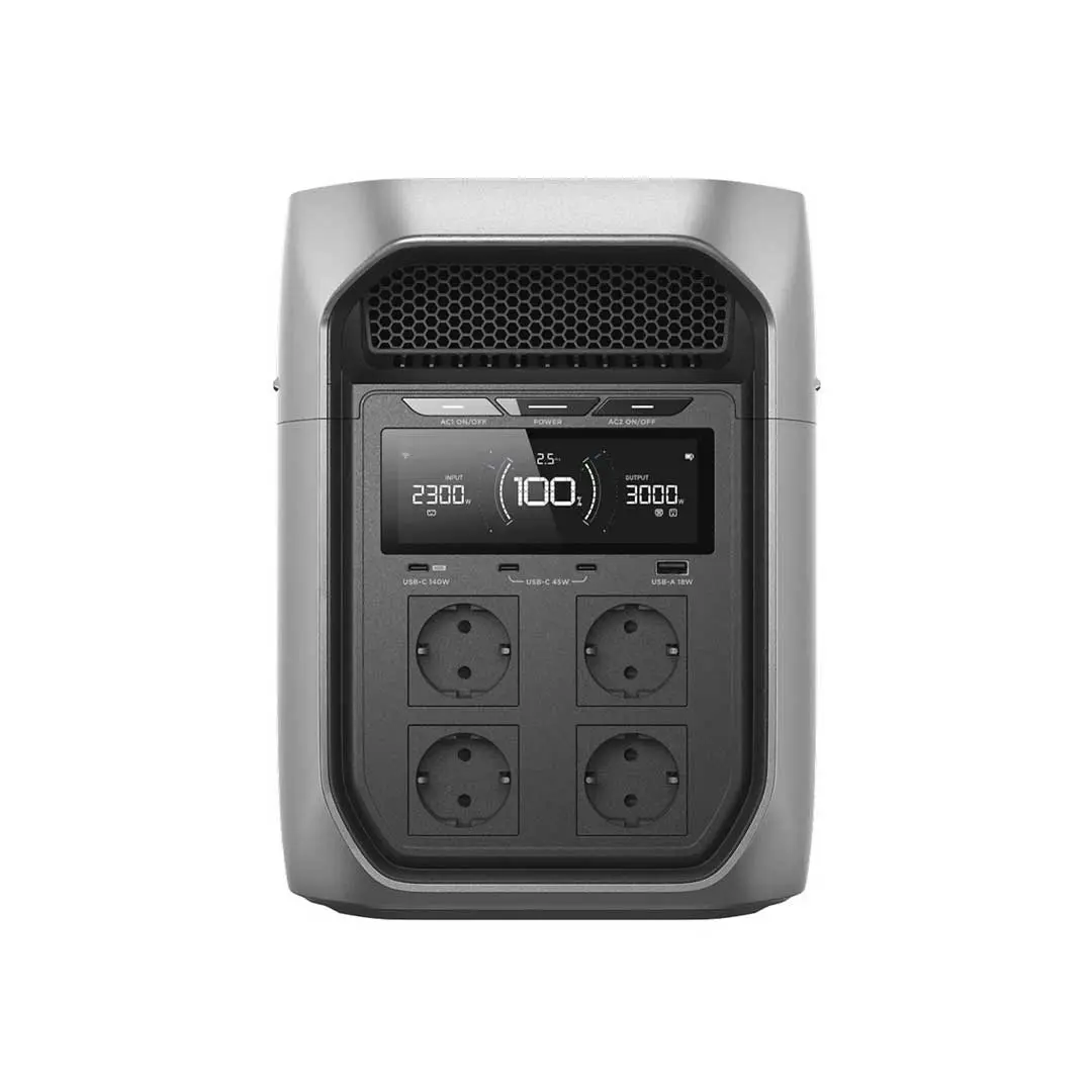 Передня панель EcoFlow DELTA 3 Max Plus з дисплеєм, USB-портами та розетками