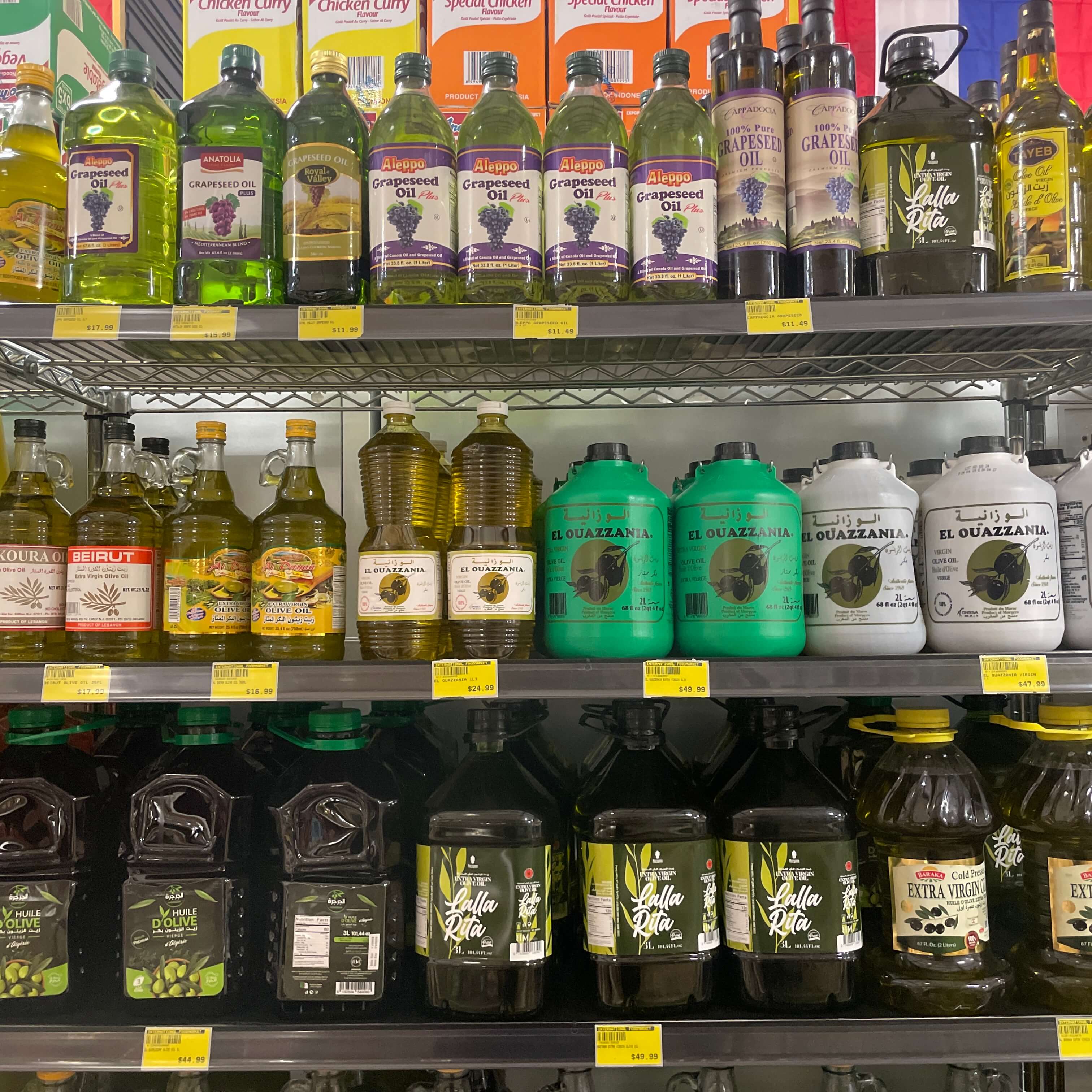 Olive oils, grapeseed oils, and specialty cooking oils at International Food Market Orlando.